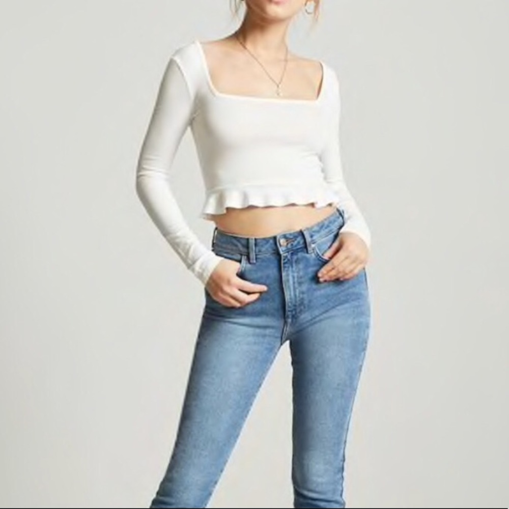 Long sleeve square neck blouse